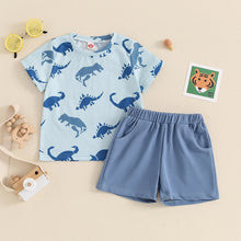 Load image into Gallery viewer, Baby Toddler Boys 2Pcs Outfit Dinosaur Print Short Sleeve Top Elastic Waist Shorts Clothes Set
