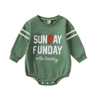 Baby Boys Girls Bodysuit Romper Football Letter Print Crew Neck Long Sleeve Jumpsuits