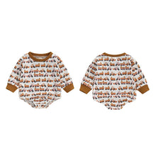 Load image into Gallery viewer, Baby Boy Romper Long Sleeve Crew Neck Tractor Pumpkin Print Fall Bodysuit
