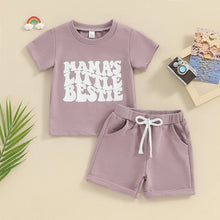 Load image into Gallery viewer, Toddler Baby Girl 2Pcs Mama&#39;s Little Bestie Summer Clothes Letter Print Short Sleeve Top Elastic Waist Shorts Infant Outfits Set
