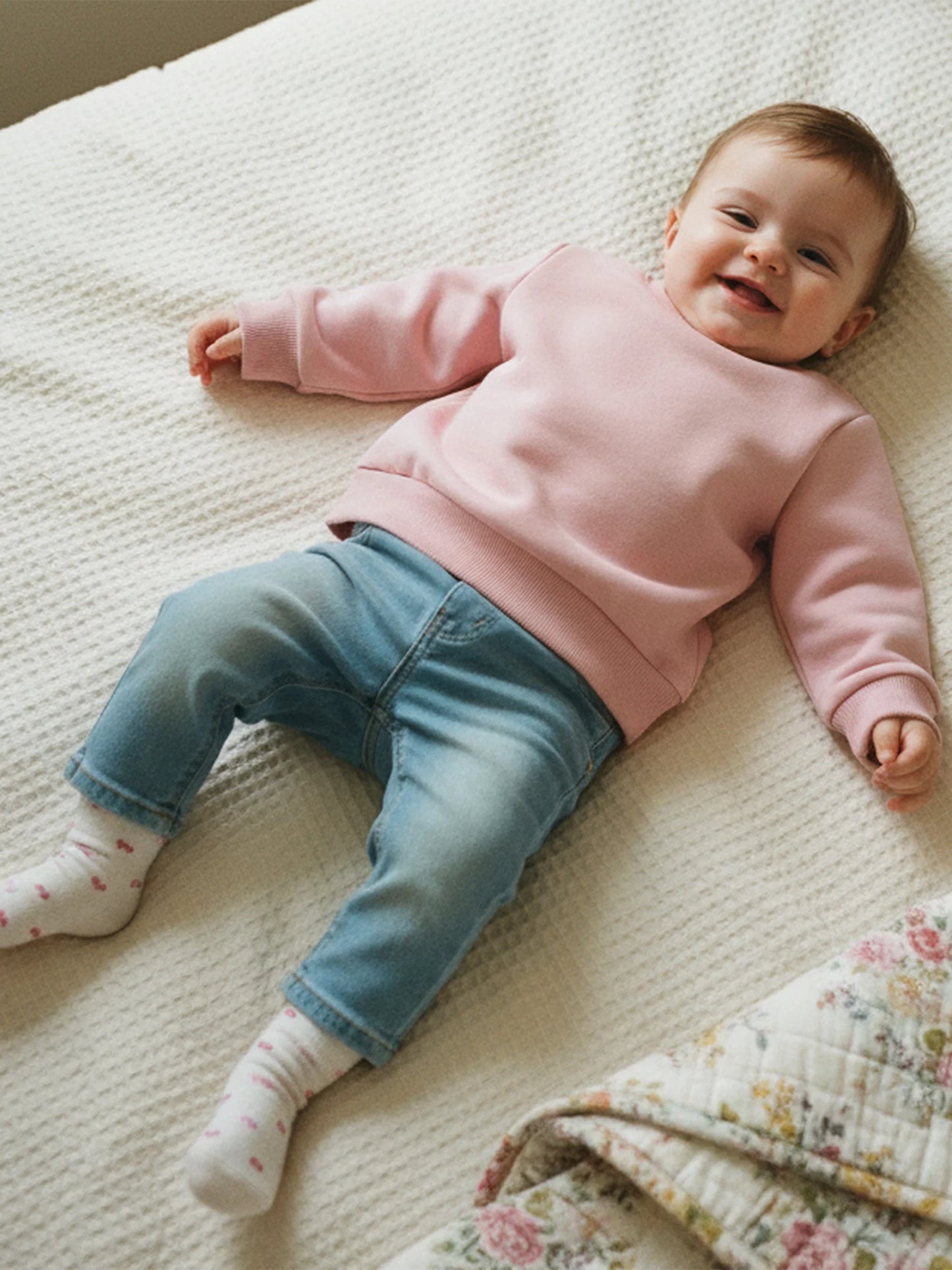 Baby Toddler Girls Boys Spring Fall Casual Loose Fit Stylish Solid Color Crew Neck Long Sleeve Pullover Top