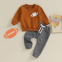 Load image into Gallery viewer, Baby Boy 2Pcs Clothing Game Outfit Football Print Long Sleeve Crewneck Top Solid Color Long Pants
