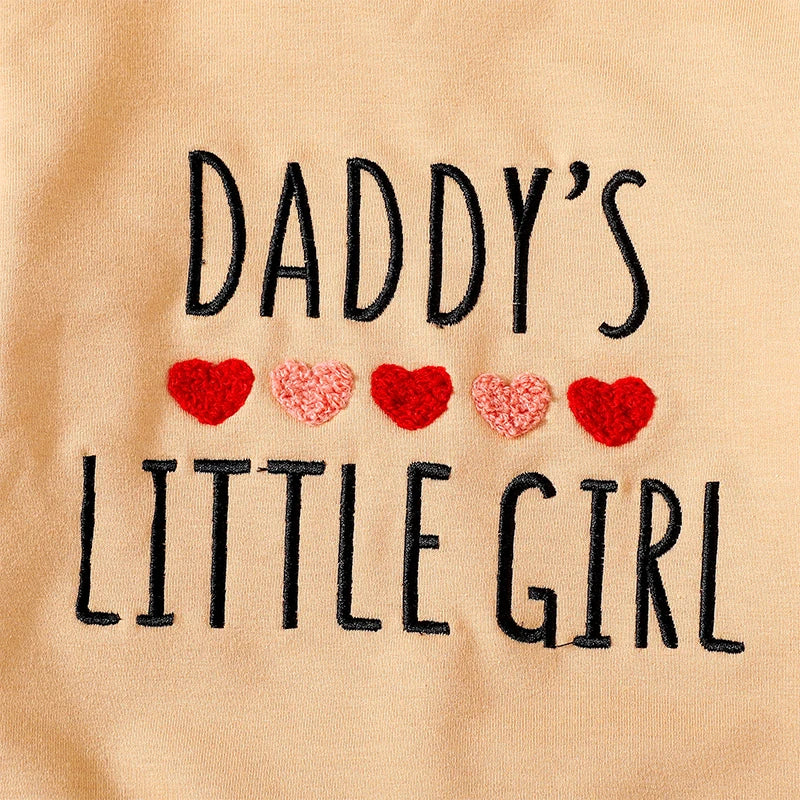 Baby Toddler Girl Daddy's Little Girl Letter Heart Fuzzy Embroidery Long Sleeve O-Neck Pullover Top