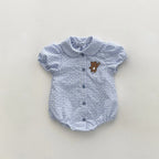 Puff Sleeve Embroidery One Piece Girl Bodysuit Romper