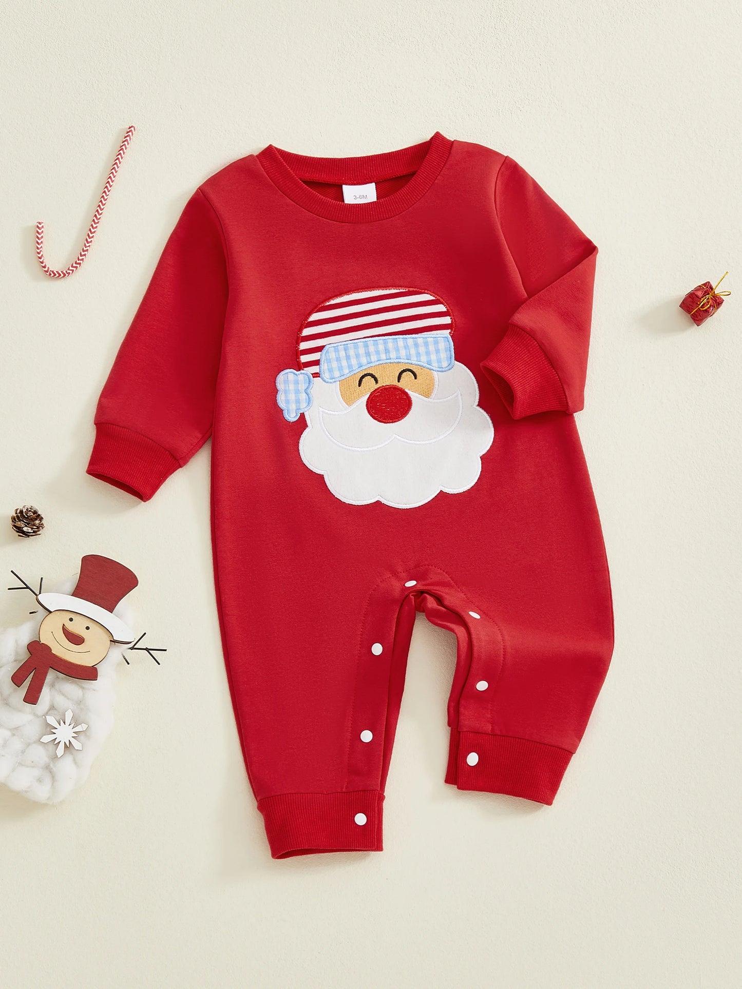 Baby Boy Girl Christmas Romper Santa Claus Crew Neck Long Sleeve Jumpsuit Cute Winter Clothes