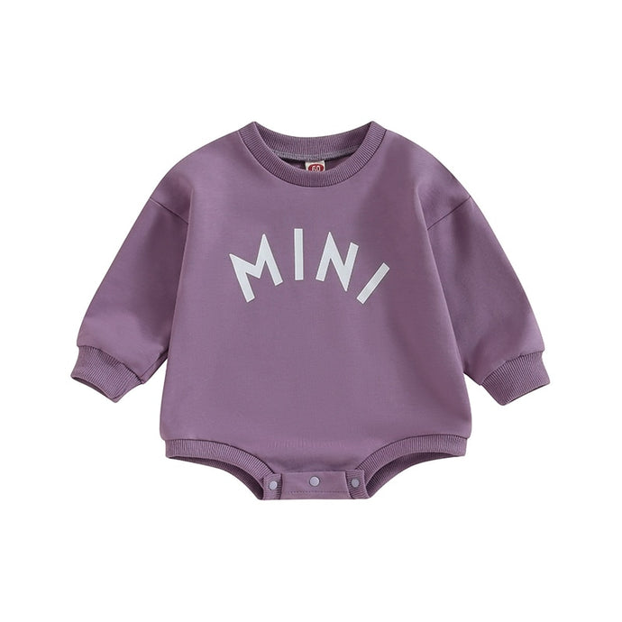 Baby Girls Boys Bodysuit Mini Letter Print Crew Neck Long Sleeve Fall Jumpsuits Romper