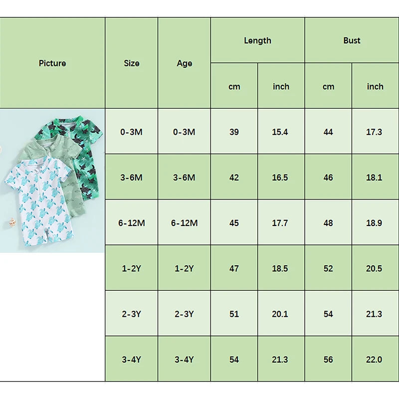 Baby Toddler Boys Summer Swimsuit Rompers Short Sleeve Turtle/Shark Print Zipper Bathing Suit Swimwear Romper