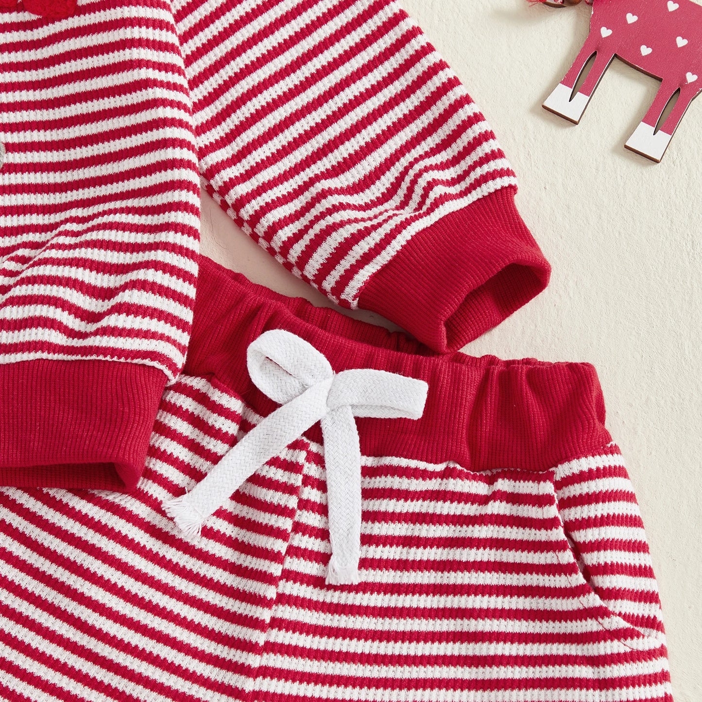 Baby Toddler Boys Girls 2Pcs Ho Ho Ho Christmas Striped Jogger Set Fashionable Long Sleeve Santa Claus Embroidery Pullover Top with Pants 2 Pcs Outfit