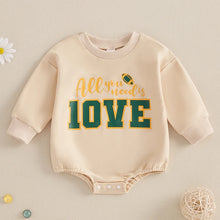 Load image into Gallery viewer, Baby Boys Girls All You Need Is Love 10VE Bubble Romper Football Letter Print Long Sleeve Round Neck Fall Jumpsuit
