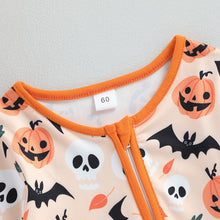 Load image into Gallery viewer, Baby Boy Girl Halloween Jumpsuit Long Sleeve Crew Neck Pumpkin Print Zipper Romper

