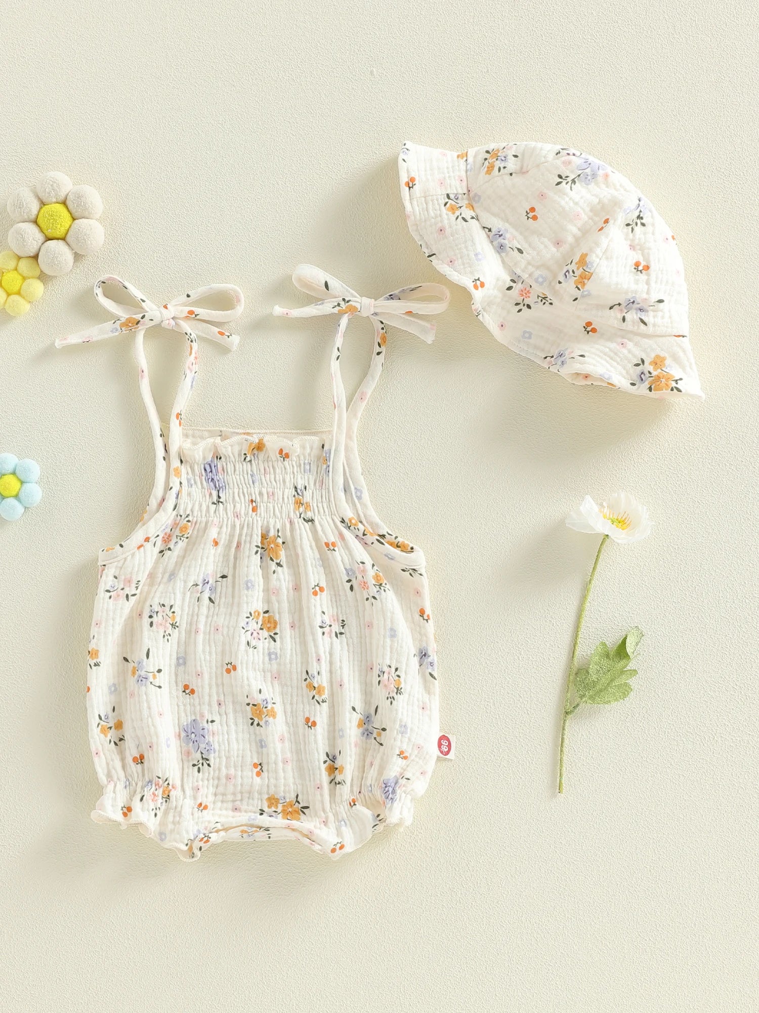 summer infant 29620 Baby Girls 2Pcs Summer Sweet Romper Infant Sleeveless Strappy Floral O – August + Willow