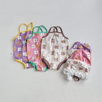 Baby Girls Floral Bandage Swimsuit With Hat Set
