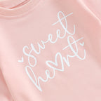 Baby Girls Boys Valentine's Day Long Sleeve Sweet Heart Letters Bubble Romper