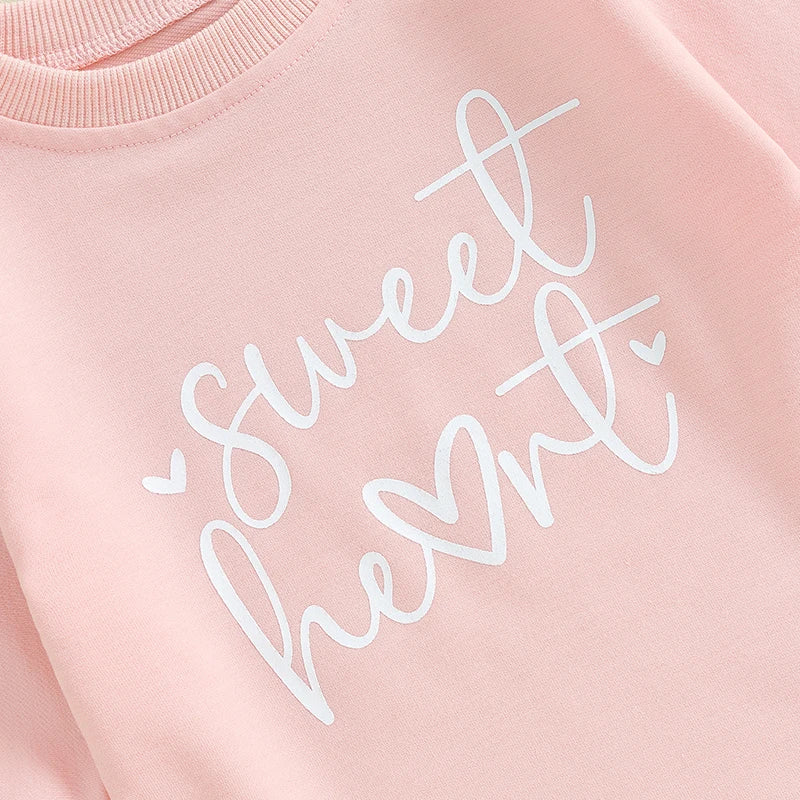 Baby Girls Boys Valentine's Day Long Sleeve Sweet Heart Letters Bubble Romper