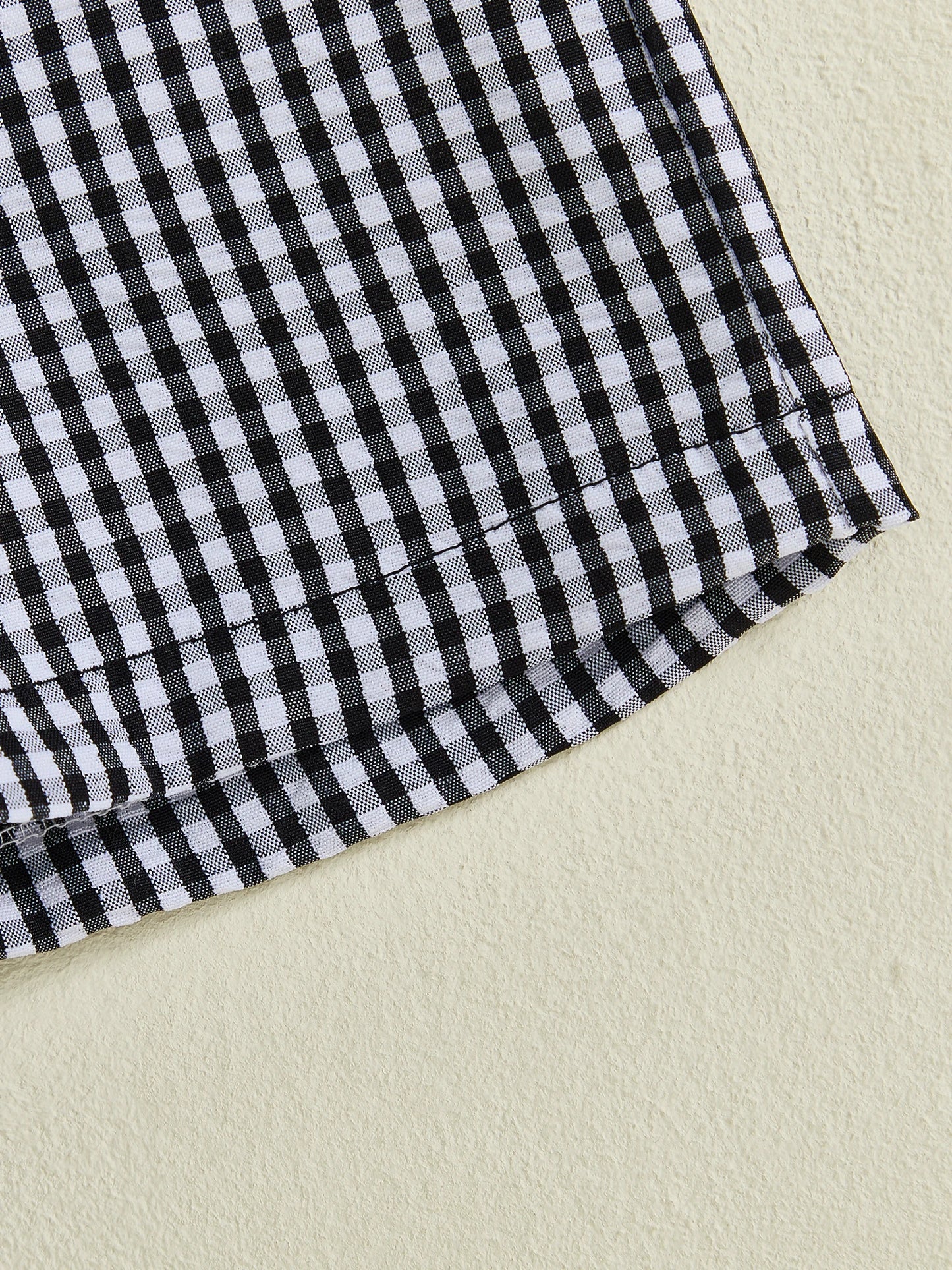 Baby Toddler Girls 2Pcs Plaid Outfit Fashionable Cute Flying Sleeve Top with Shorts Clothing Set