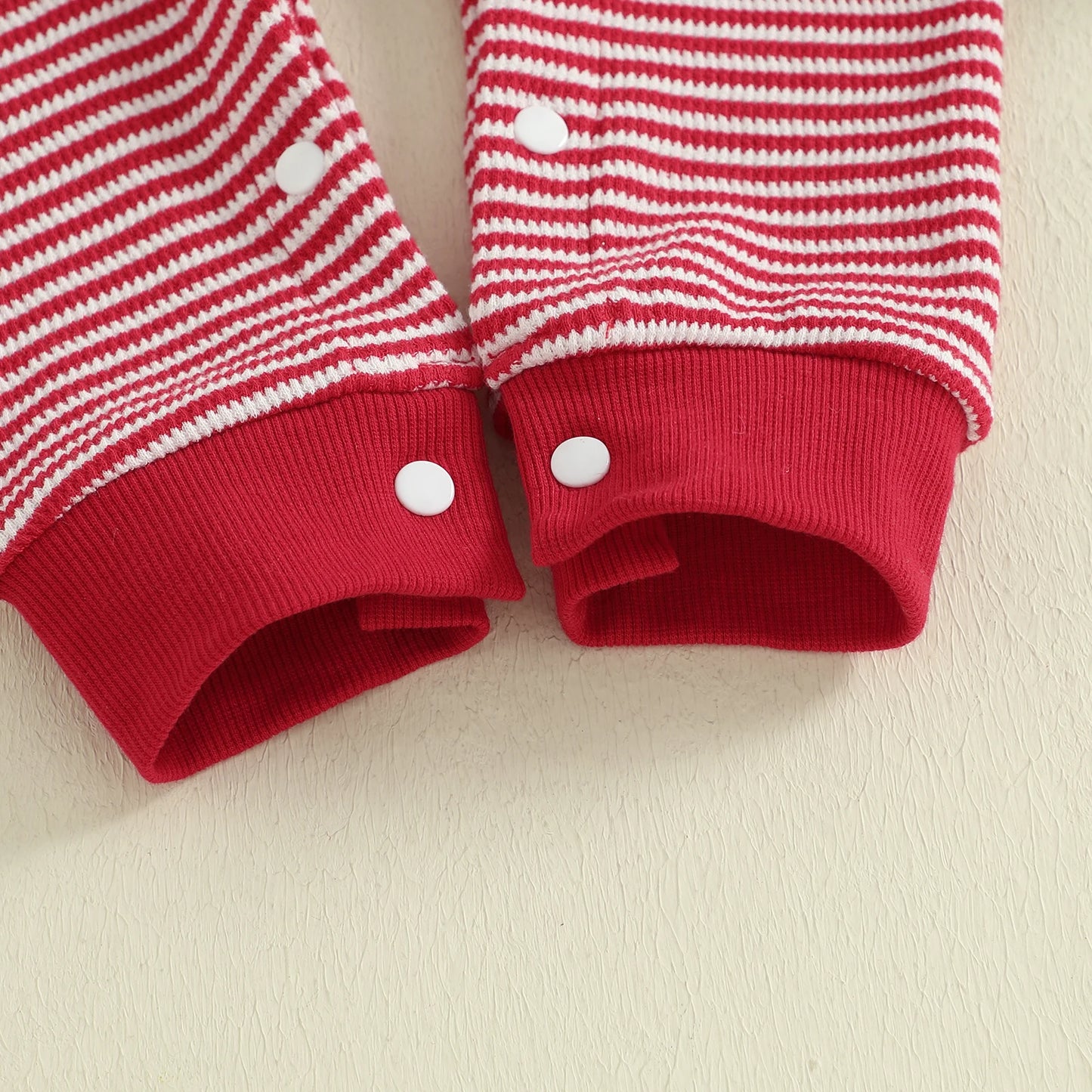 Baby Boys Christmas Romper Stripe Print Gingerbread Man Embroidery Long Sleeve Round Neck Jumpsuit