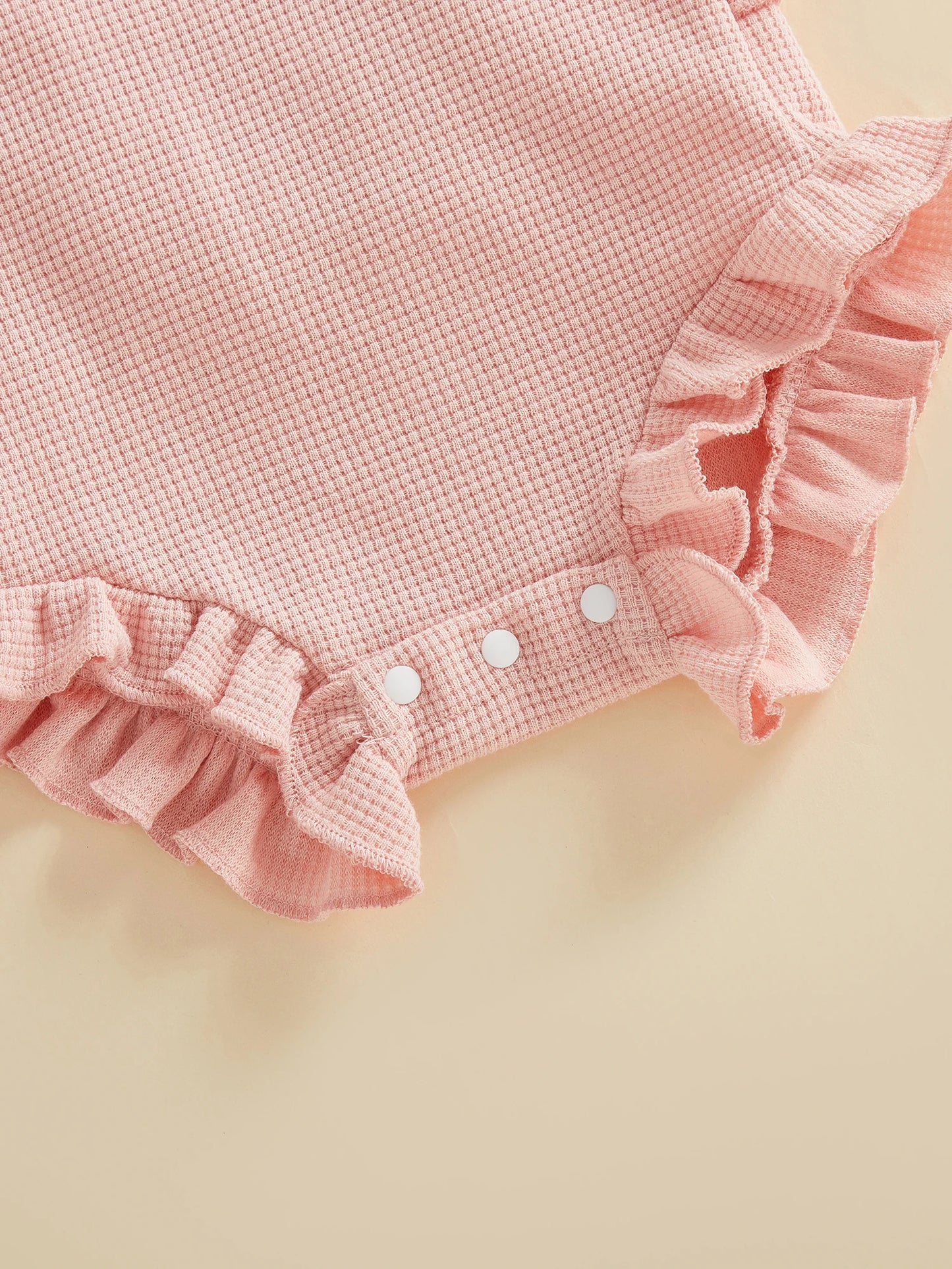 Baby Girl 2Pcs Spring Summer Outfits Ruffle Sleeveless Solid Color Romper with Headband Set