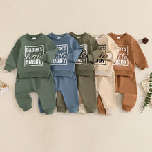 Load image into Gallery viewer, Baby Toddler Boys 2Pcs Daddy&#39;s Little Buddy Jogger Set Long Sleeve Letters Print Top with Elastic Waist Pants Outfit
