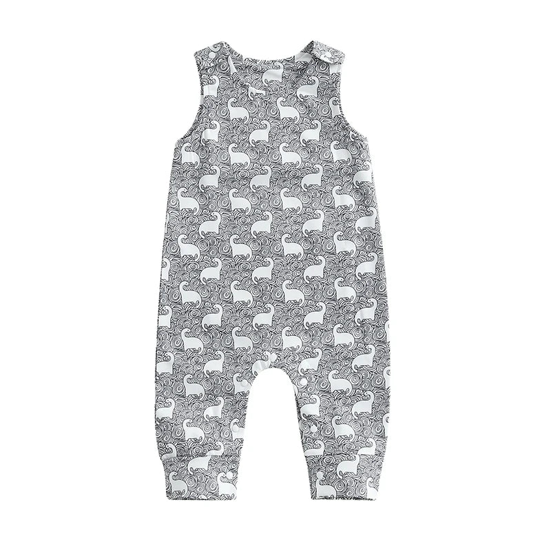 Baby Toddler Boys Romper Summer Sleeveless Tank Round Neck Graphic Print Jumpsuit Playsuit