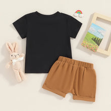 Load image into Gallery viewer, Baby Toddler Boy 2Pcs Easter Outfit Short Sleeve Mr. Steal Your Eggs Letters Rabbit Bunny Sunglasses Print T-shirt with Elastic Waist Shorts Set
