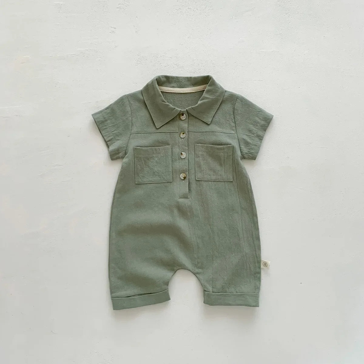 Solid Linen Overalls Jumpsuit Romper