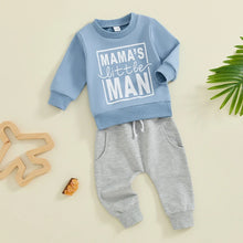 Load image into Gallery viewer, Baby Toddler Boys 2Pcs Fall Clothes Mama&#39;s Little Man Letter Print Long Sleeve Top and Elastic Pants Outfit Set
