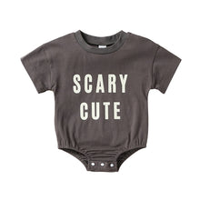 Load image into Gallery viewer, Baby Boy Girl Halloween Bodysuit Short Sleeve Crew Neck Scary Cute Print Jumpsuits Romper

