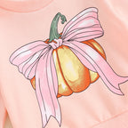 Baby Toddler Girls 2Pcs Halloween Outfit Bow Pumpkin Print Long Sleeve Top and Elastic Pants Set