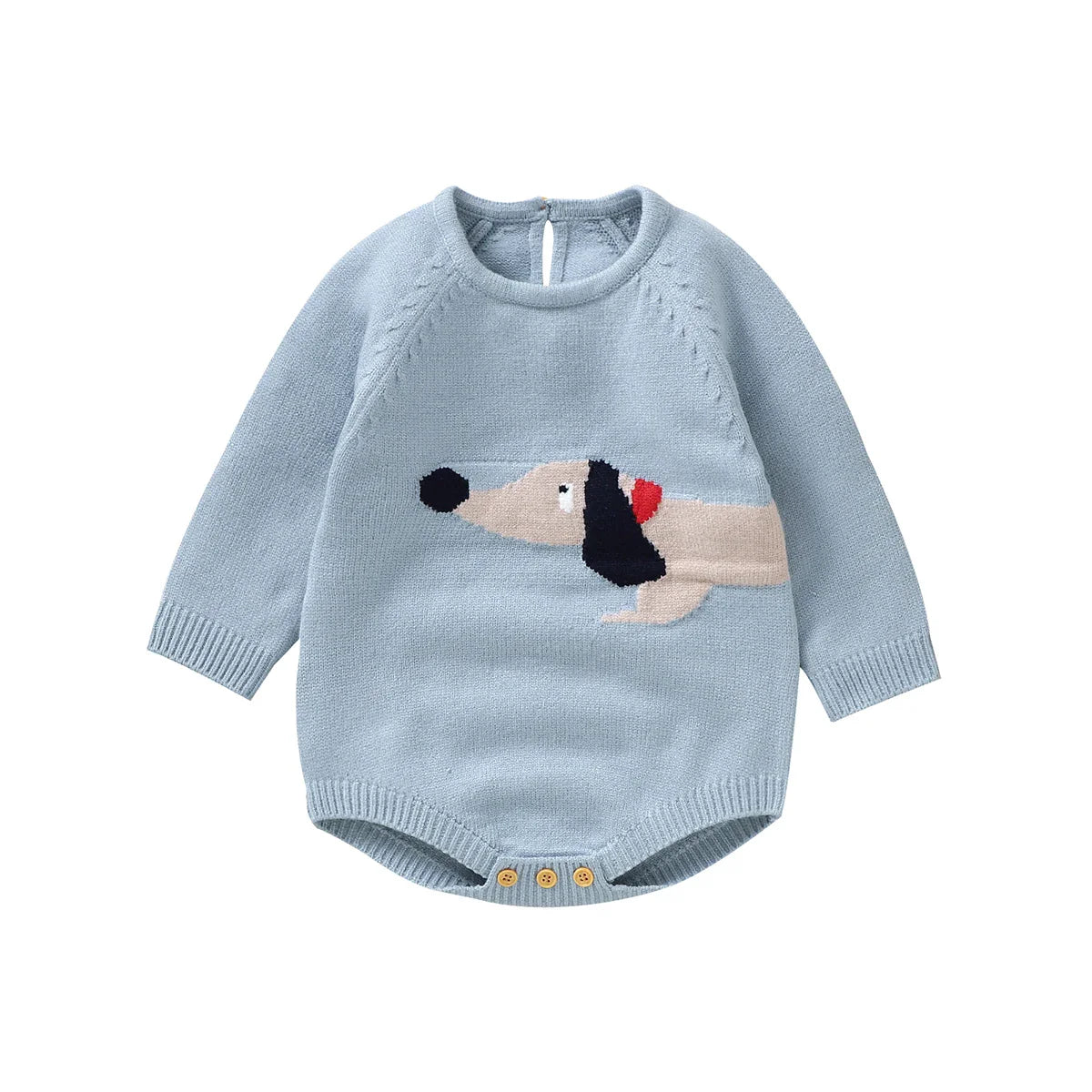 Newborn Dog Design Knitted Bodysuit Romper