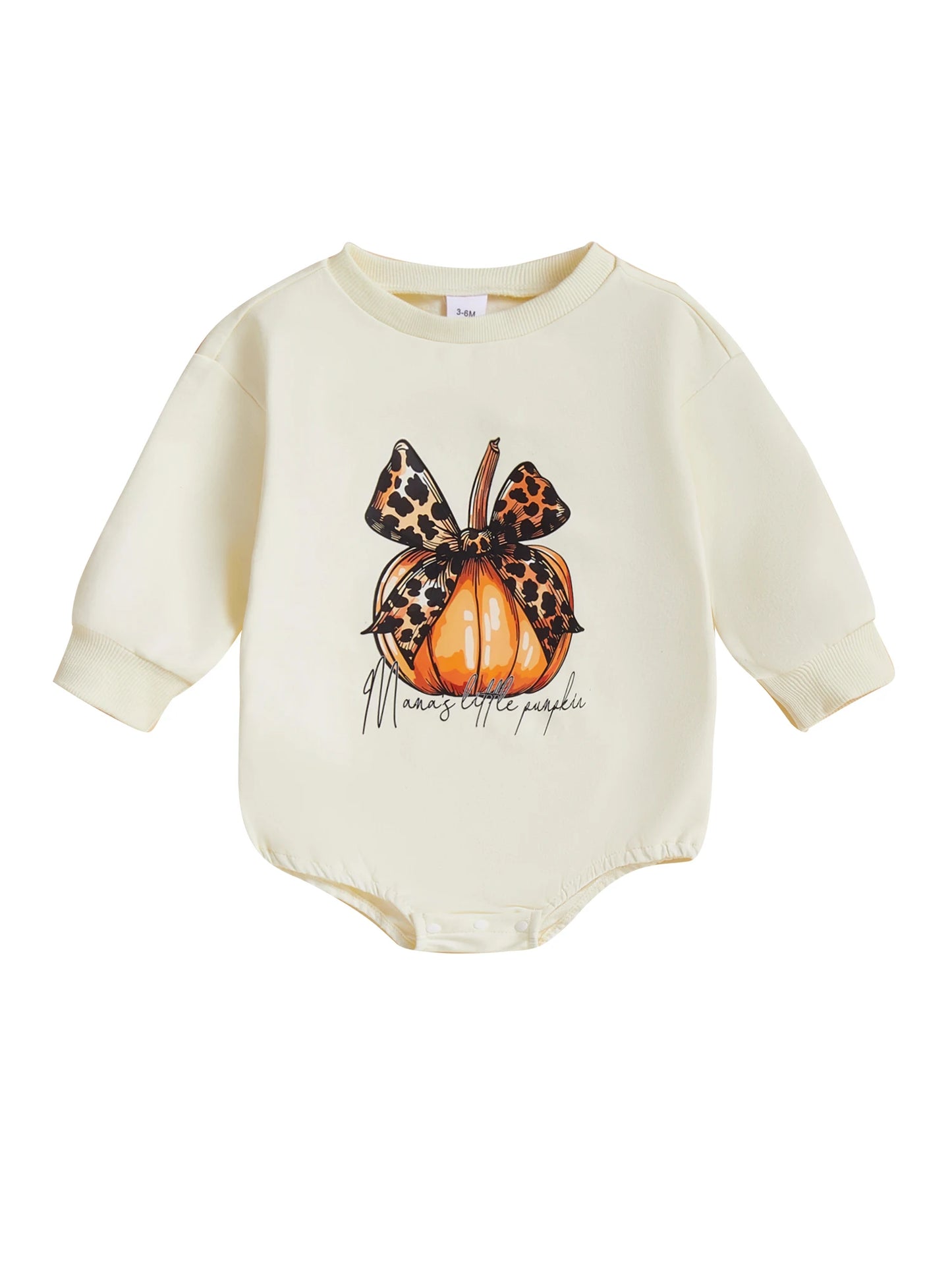 Baby Girls Romper Little Turkey / Mama's Little Pumpkin Long Sleeve Round Neck Pumpkin/Turkey Print Bodysuit Fall Thanksgiving Playsuit