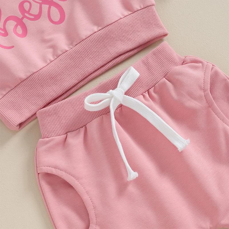 Baby Toddler Girl 2Pcs Outfits Long Sleeve Letters Mama's Bestie / Mommy Is My Bestie Top Jogger Pants Set