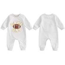 Load image into Gallery viewer, Baby Girl Boy Fall Romper GAME DAY Letter Football Embroidery Long Sleeve Full Length Jumpsuit
