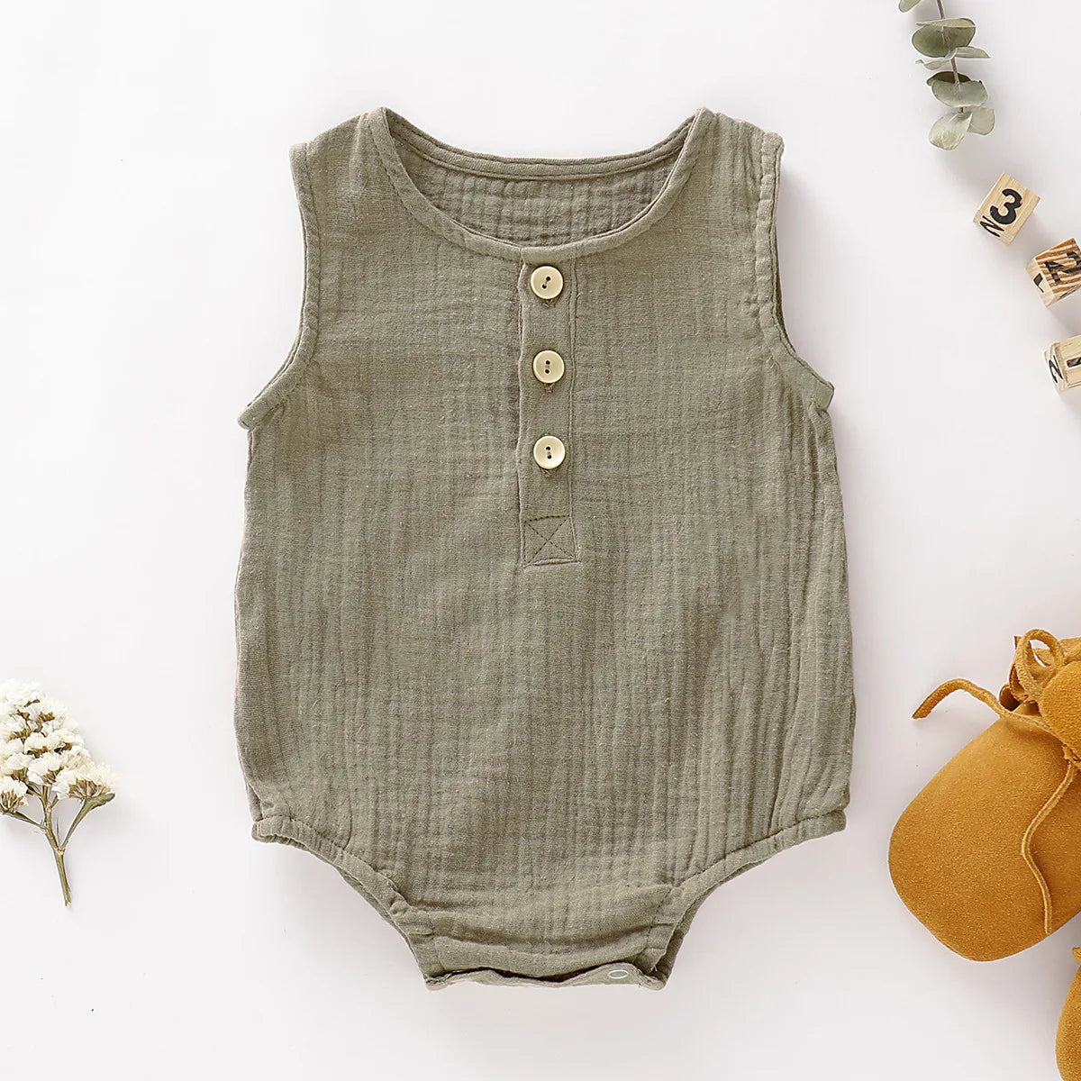 Sleeveless Muslin Bodysuit Romper