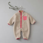 Fleece Patchwork Jumpsuit Outwear Romper
