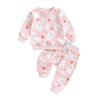 Baby Toddler Girls 2Pcs Halloween Outfit Ghost Pumpkin Print Crew Neck Long Sleeve Top and Pants Set
