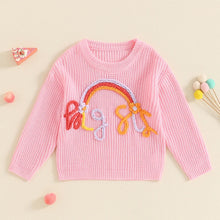 Load image into Gallery viewer, Toddler Kids Girls Big Sis Sweater Casual Rainbow Letter Embroidery Warm Knitted Long Sleeve Pullover Knitwear Top
