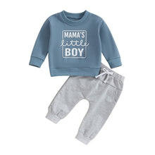 Load image into Gallery viewer, Baby Toddler Boy 2Pcs Outfits Lettering Mama&#39;s Little Boy Print Long Sleeve Top and Elastic Pants Set
