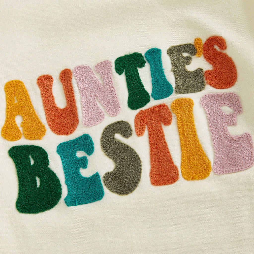 Baby Boy Girl Bubble Romper Letter Auntie's Bestie Embroidered Crew Neck Long Sleeve Jumpsuit Cute Winter Fall Clothes