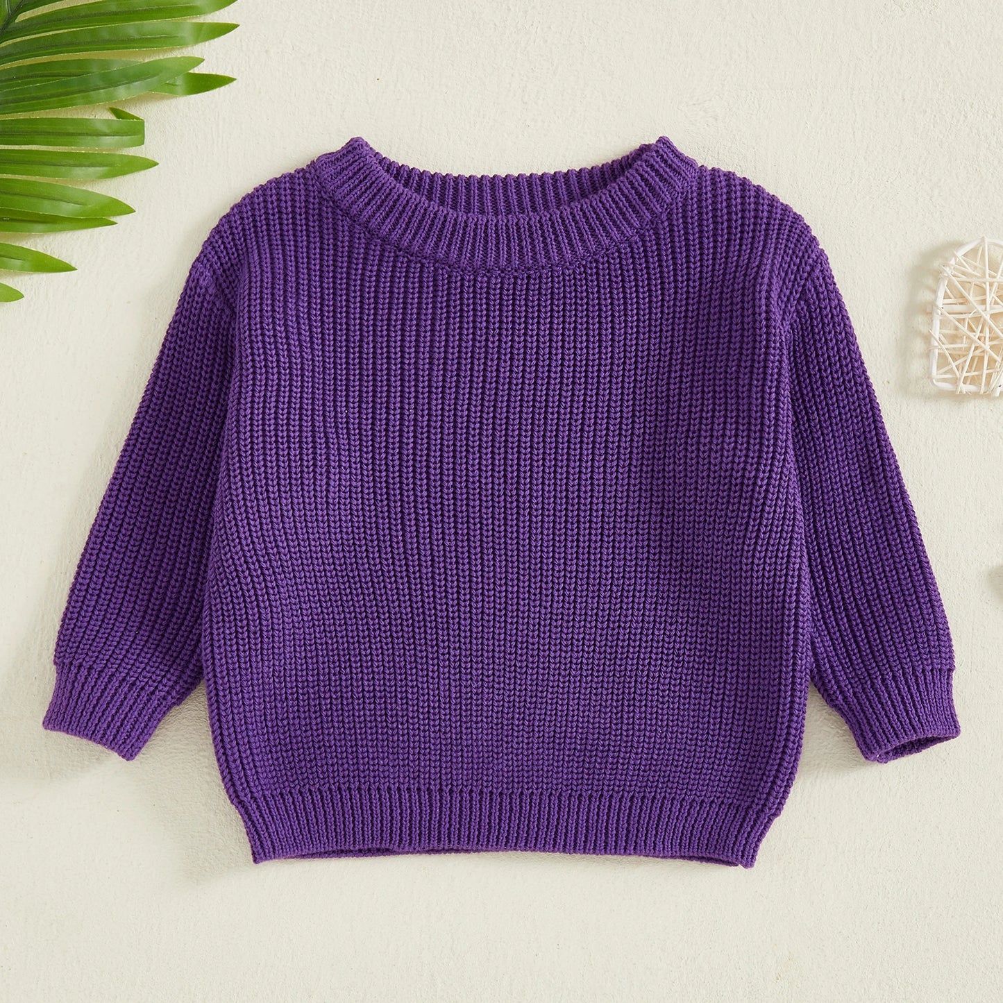 Baby Toddler Kids Girl Boy Knitted Long Sleeve Sweater Solid Loose Pullover Casual Tops Children Knitwear Clothes