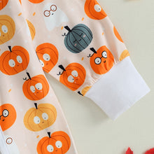 Load image into Gallery viewer, Baby Girl Boy Halloween Romper Long Sleeve Round Neck Pumpkins Print Jumpsuit Newborn Fall Outfit
