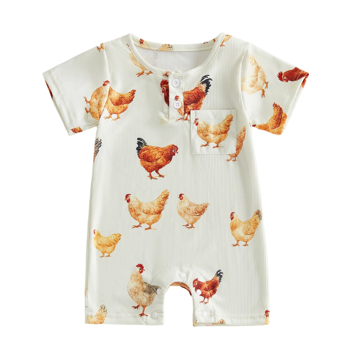 Baby Boys Jumpsuit Short Sleeve Crew Neck Chicken Print Summer Romper Clothes for Casual Daily