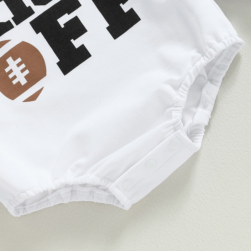 Toddler Baby Boy Girl Bodysuit Football Season Ready for Kickoff Print Long Sleeve Romper