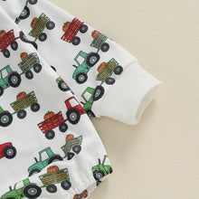 Load image into Gallery viewer, Baby Boys Romper Cartoon Tractor Wagon Pumpkin Print Round Neck Long Sleeve Jumpsuit Fall Bodysuit
