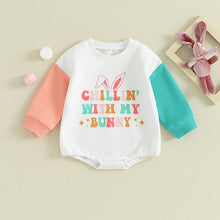 Load image into Gallery viewer, Baby Girls Boys Easter Romper Long Sleeve Crew Neck Contrast Color Chillin&#39; With My Bunny Letters Print Jumpsuit Clothes
