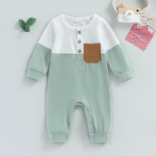 Load image into Gallery viewer, Baby Boy Girl Jumpsuit Contrast Print Long Sleeve Round Neck Button Full Length Romper
