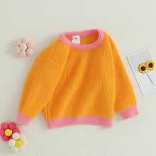 Load image into Gallery viewer, Baby Toddler Girls Boys Autumn Knit Sweater Long Sleeve Crewneck Contrast Color Knitwear Pullover Tops
