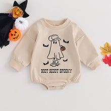 Load image into Gallery viewer, Baby Boy Girl Halloween Bodysuit Long Sleeve Round Neck Ghost Print Jumpsuit Romper
