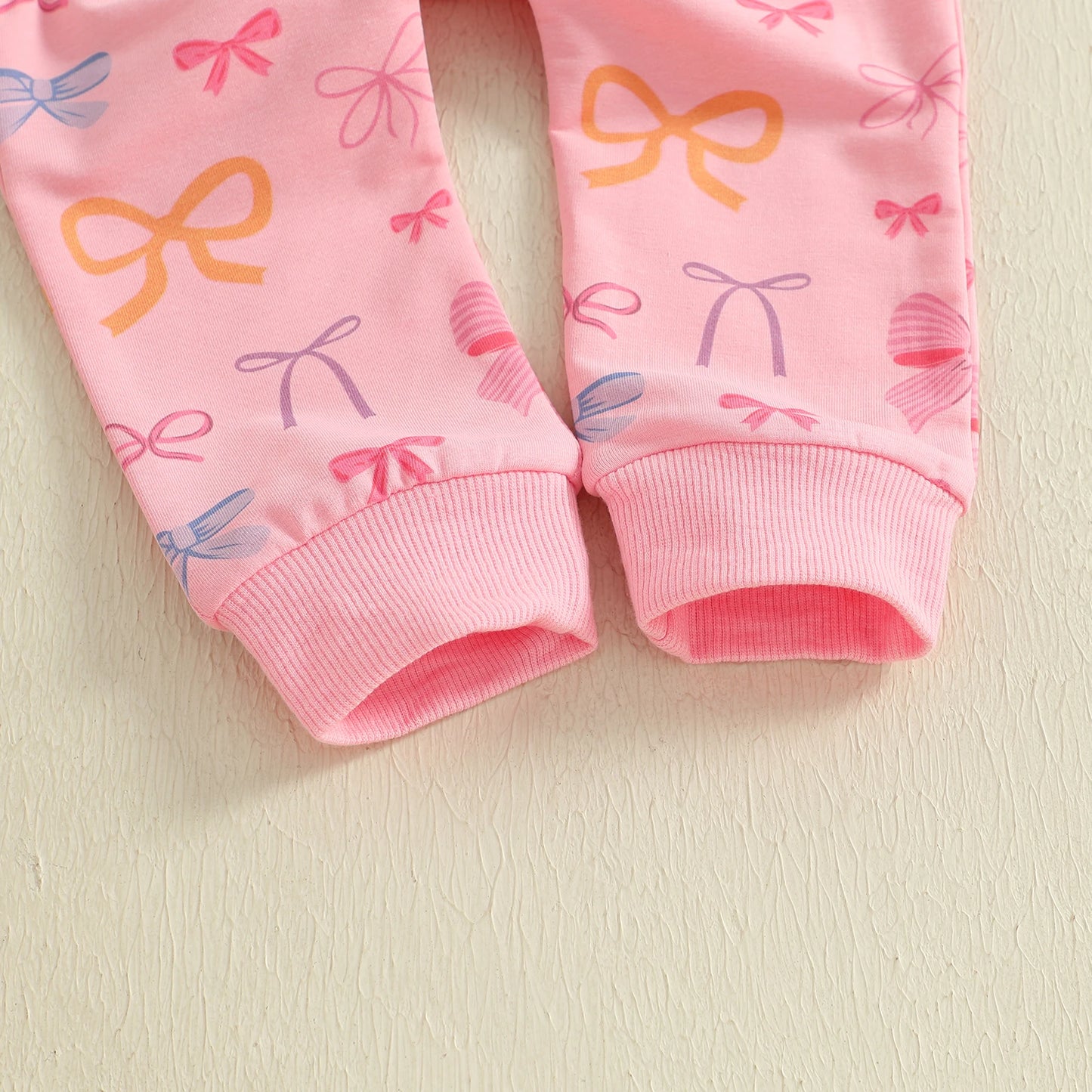 Baby Toddler Girls 2Pcs Fall Outfits Bow Print Ruffled Long Sleeve Top and Elastic Pants Jogger Set