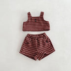 Retro Tweed Vest and Shorts Outfit Set