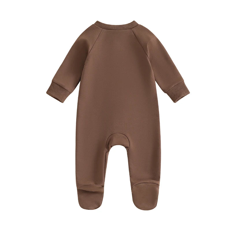 Baby Boys Girls Jumpsuit Long Sleeve Round Neck Romper Football Footie Bodysuit